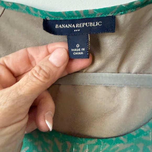 Banana Republic green shimmer belted semi formal dress size 0 - Picture 5 of 9